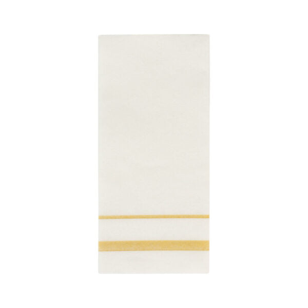 Linen Like Guest Towels With Gold/Silver Line 20 Per Pack - White