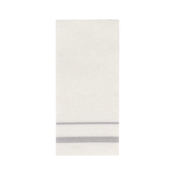 Linen Like Guest Towels With Gold/Silver Line 20 Per Pack - White