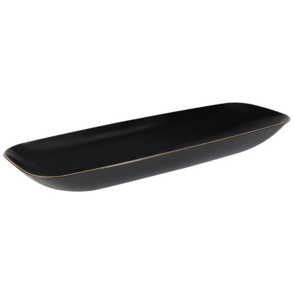 Black and Gold Organic Rectangular Plastic Salad Bowl - 1 Count