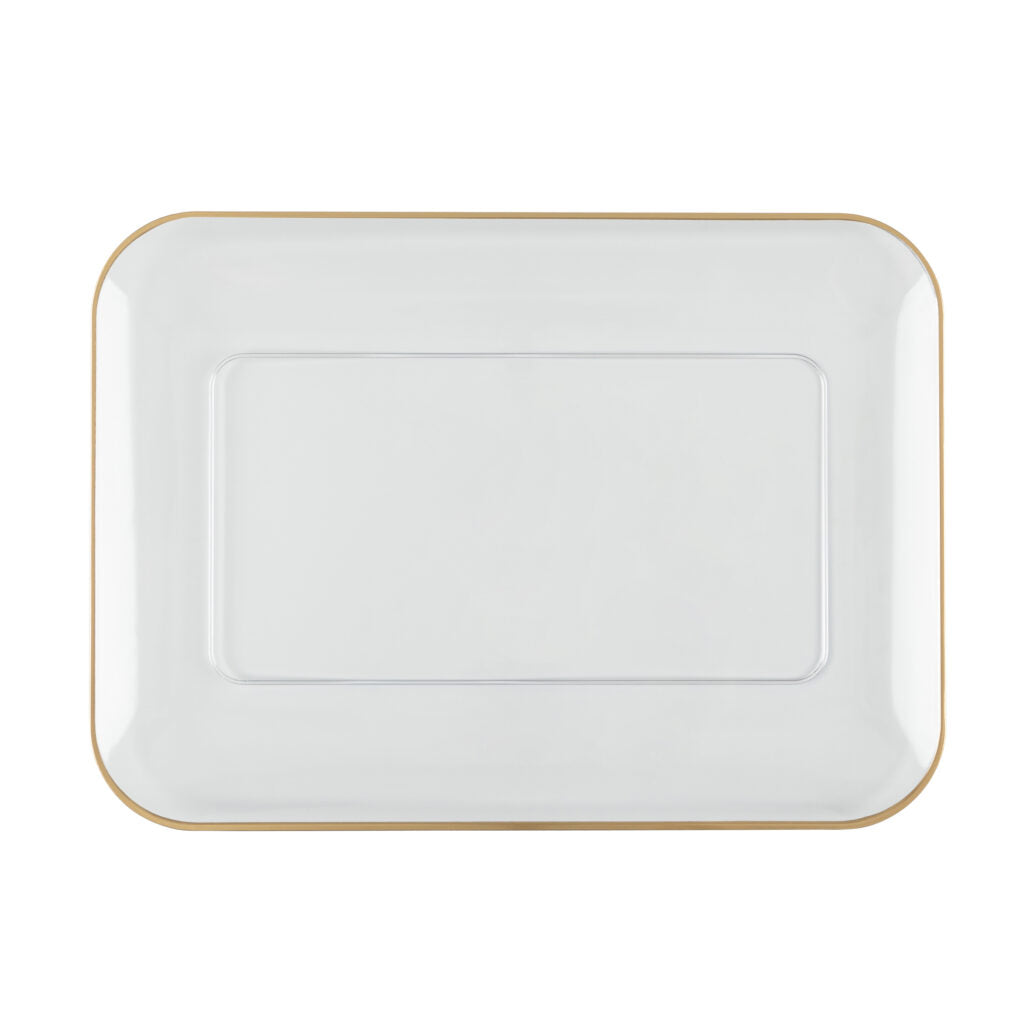 8" x 11" Organic Clear and Gold Rectangle Serving Dish - 2 Pack