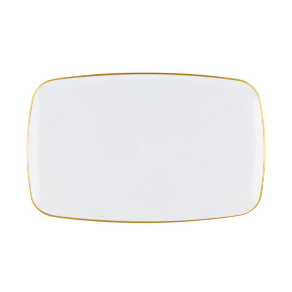 Organic White and Gold Rectangle Serving Dish