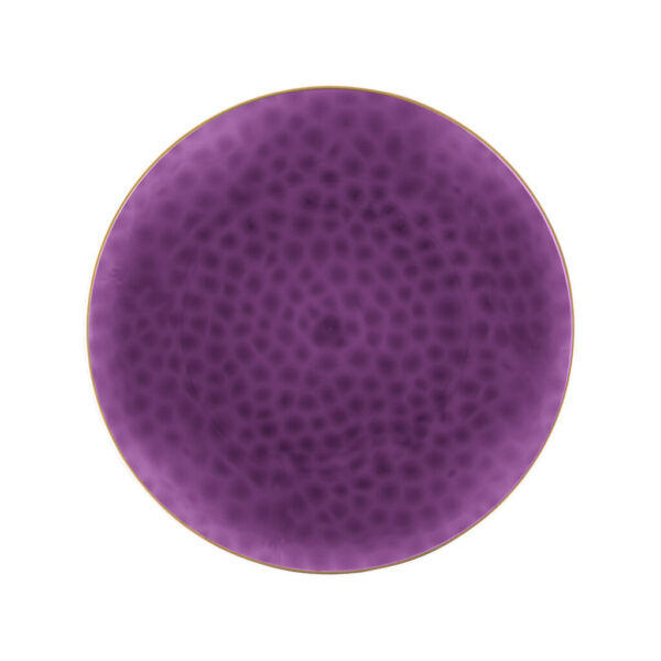 Purple and Gold Round Hammered Plastic Plates - Organic Hammered