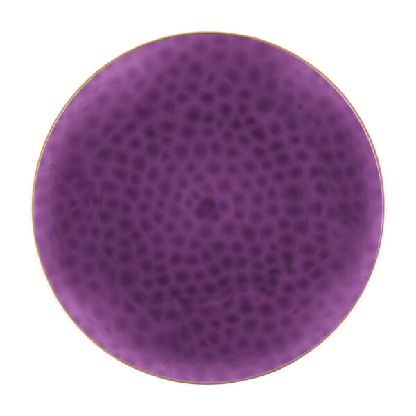 Purple and Gold Round Hammered Plastic Plates - Organic Hammered