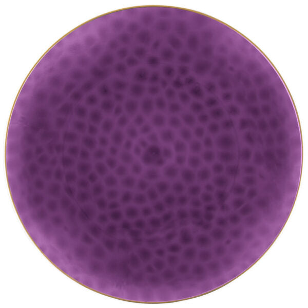 Purple and Gold Rim Hammered 13″ Round Plastic Charger Plate - 4 Pack