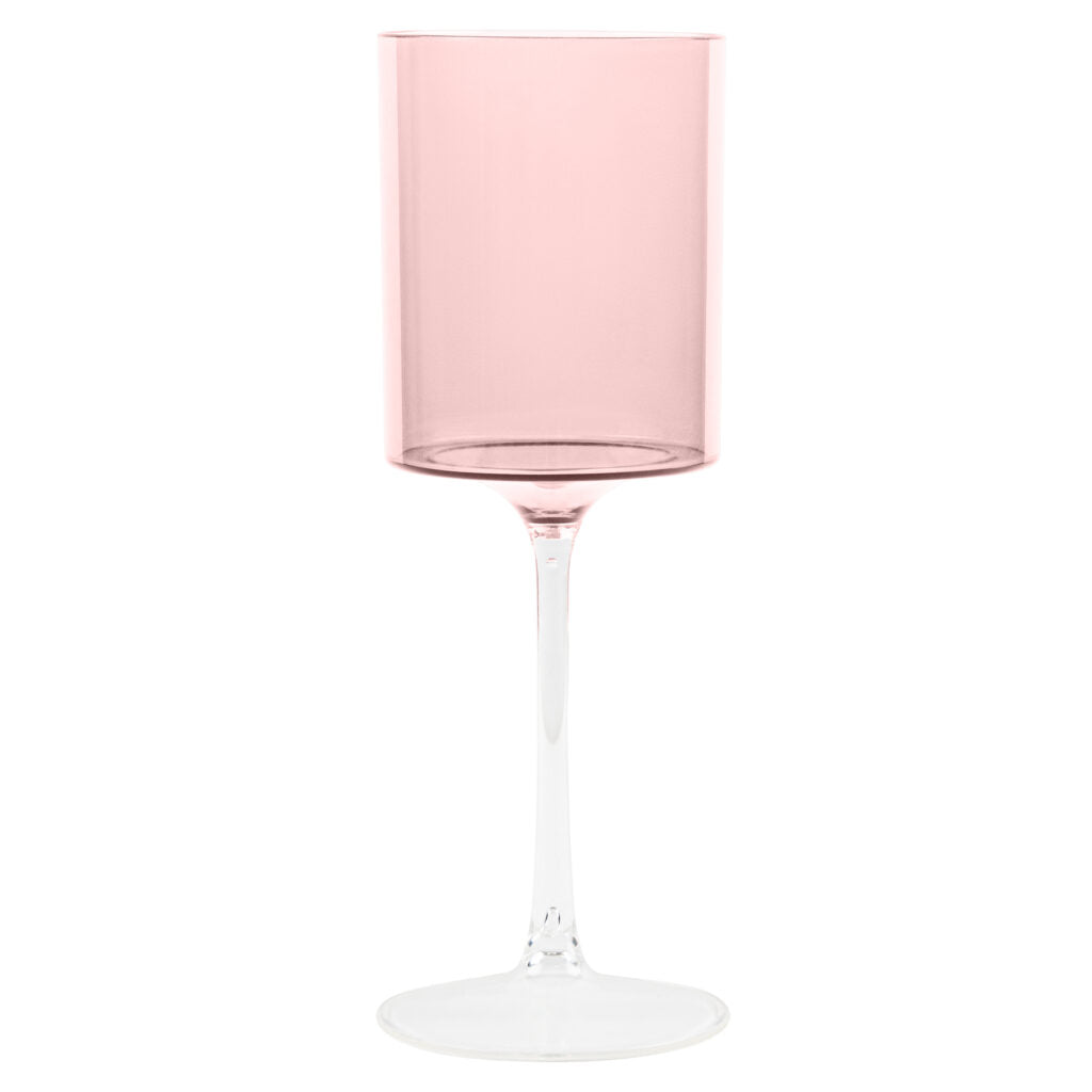 Two Tone 14 Oz Pink/Clear Plastic Wine Goblets - 5 Count