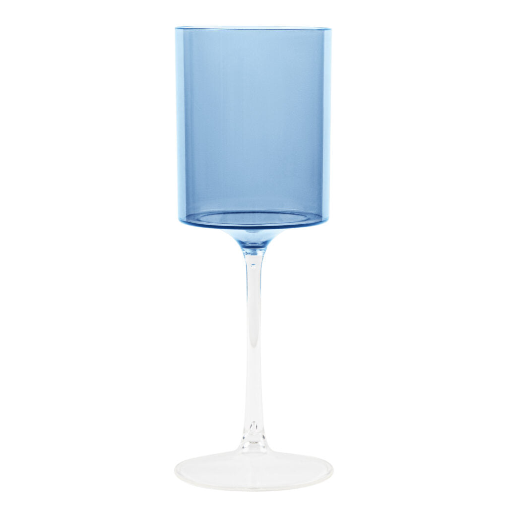 Two Tone 14 Oz Blue/Clear Plastic Wine Goblets - 5 Count