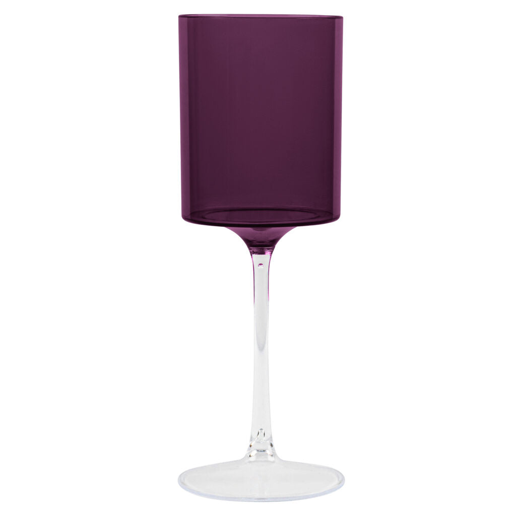 Two Tone 14 Oz Purple/Clear Plastic Wine Goblets - 5 Count