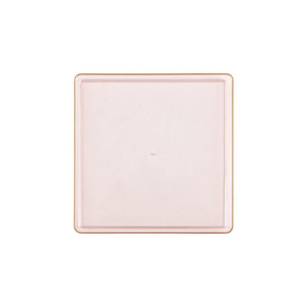 Pink Transparent and Gold Rim Square Plastic Plates (10 Pack) - Square Edge