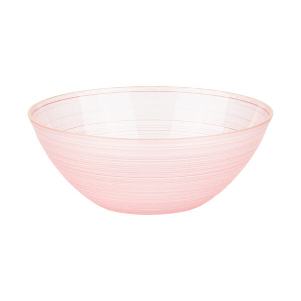 12 oz. Pink Transparent and Gold Round Soup Bowls (10 Count) - Crystal Design