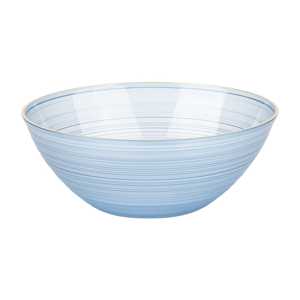 12 oz. Blue Transparent and Gold Round Soup Bowls (10 Count) - Crystal Design