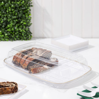 Organic White and Gold Rectangle Serving Dish