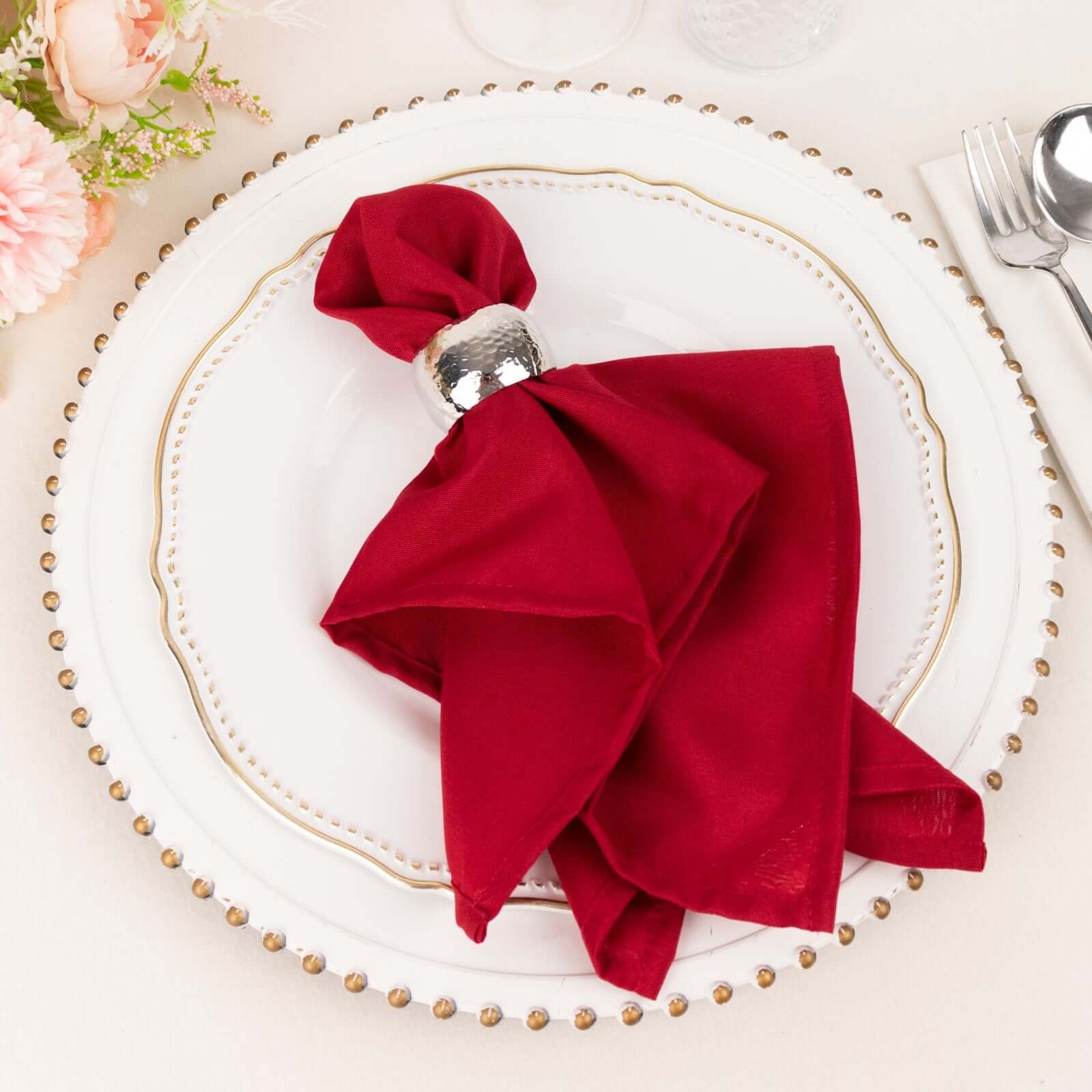 5 Pack Polyester 17"x17" Napkins Wine - Durable & Wrinkle Resistant Dinner Napkins Napkins HIER_2430