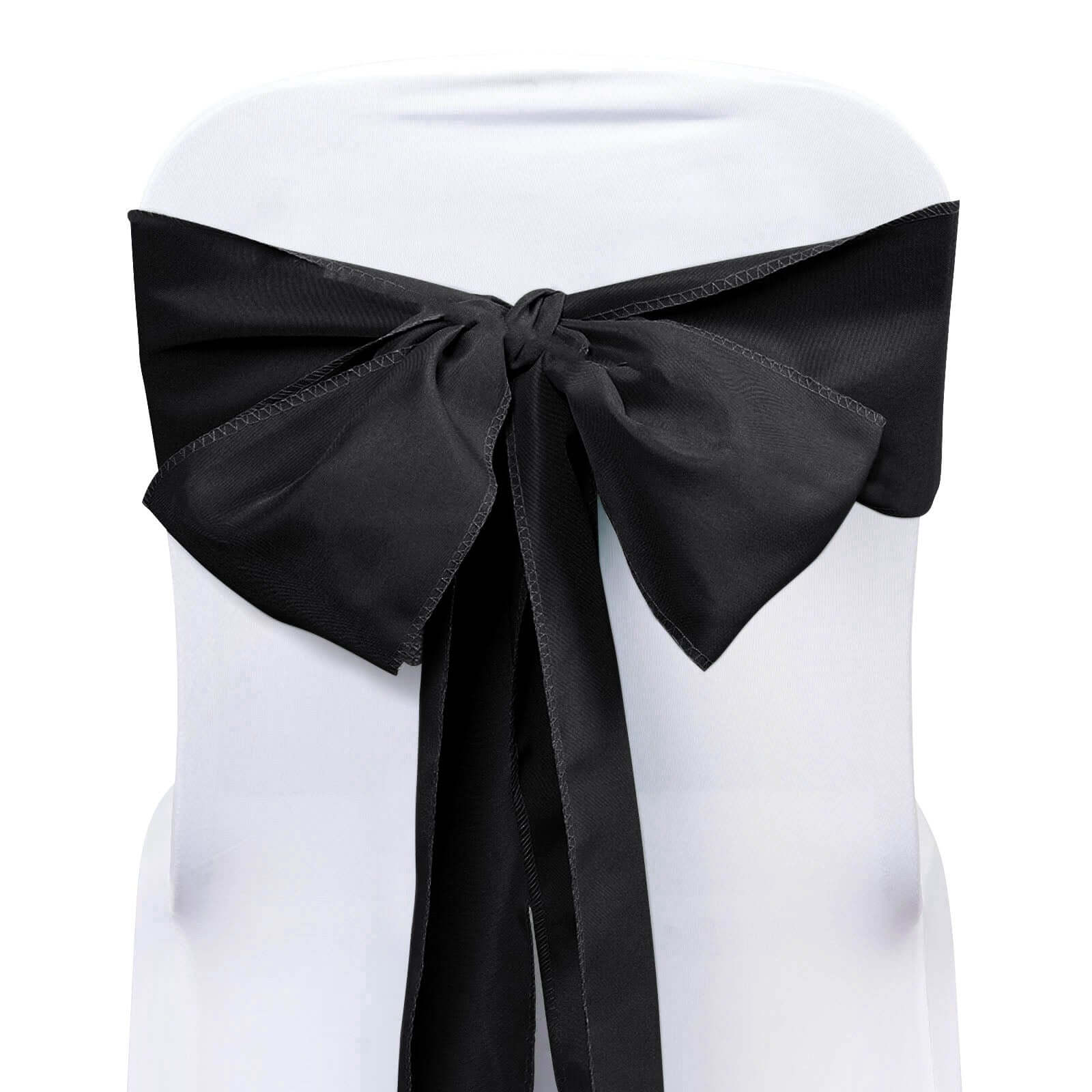 5 Pack Polyester Chair Sashes Black - Subtle Elegance for Special Occasions 6"x108" Chair Sashes HIER_3340