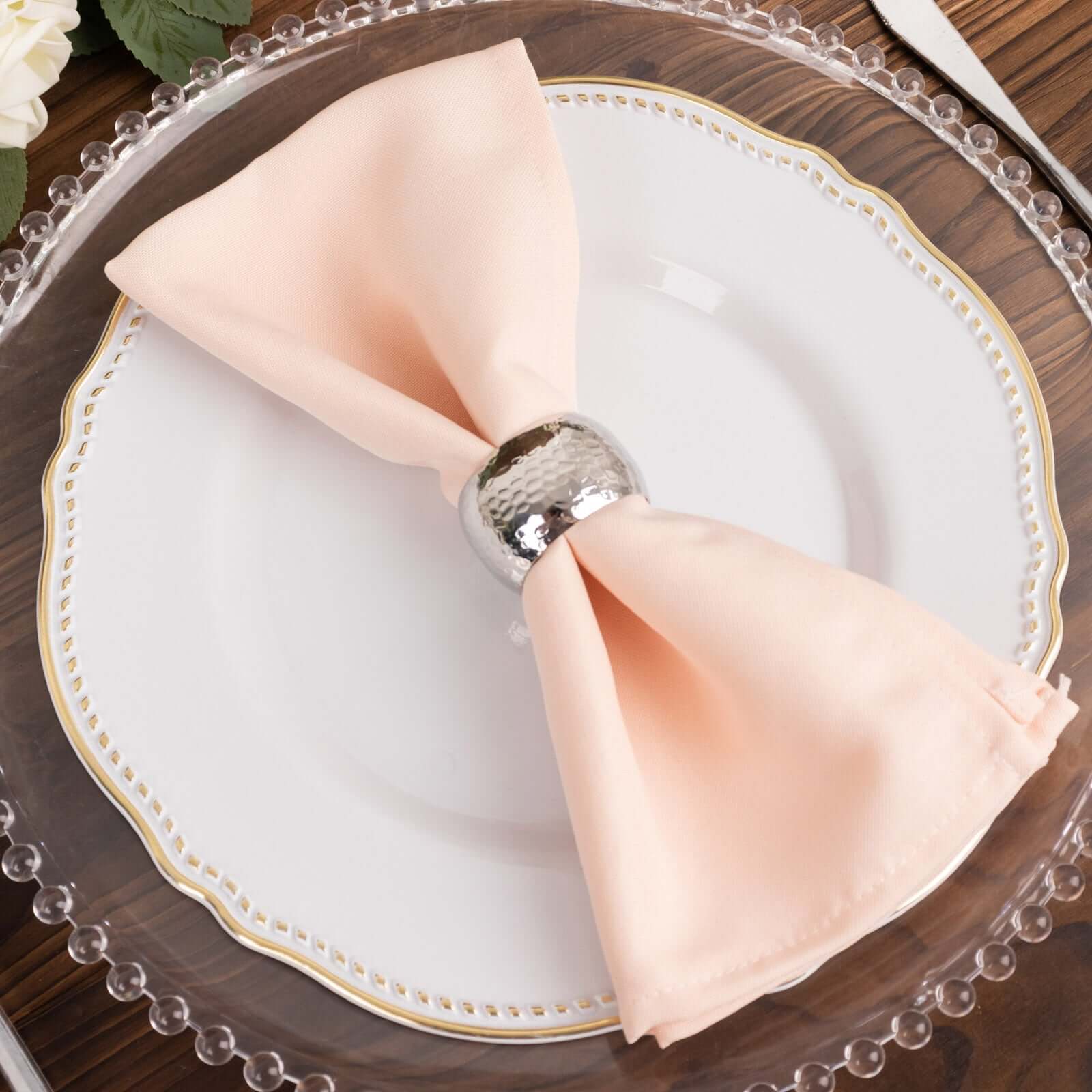 5 Pack Premium Polyester 20"x20" Napkins Blush - Wrinkle-Resistant & Durable Dinner Napkins Napkins HIER_2430