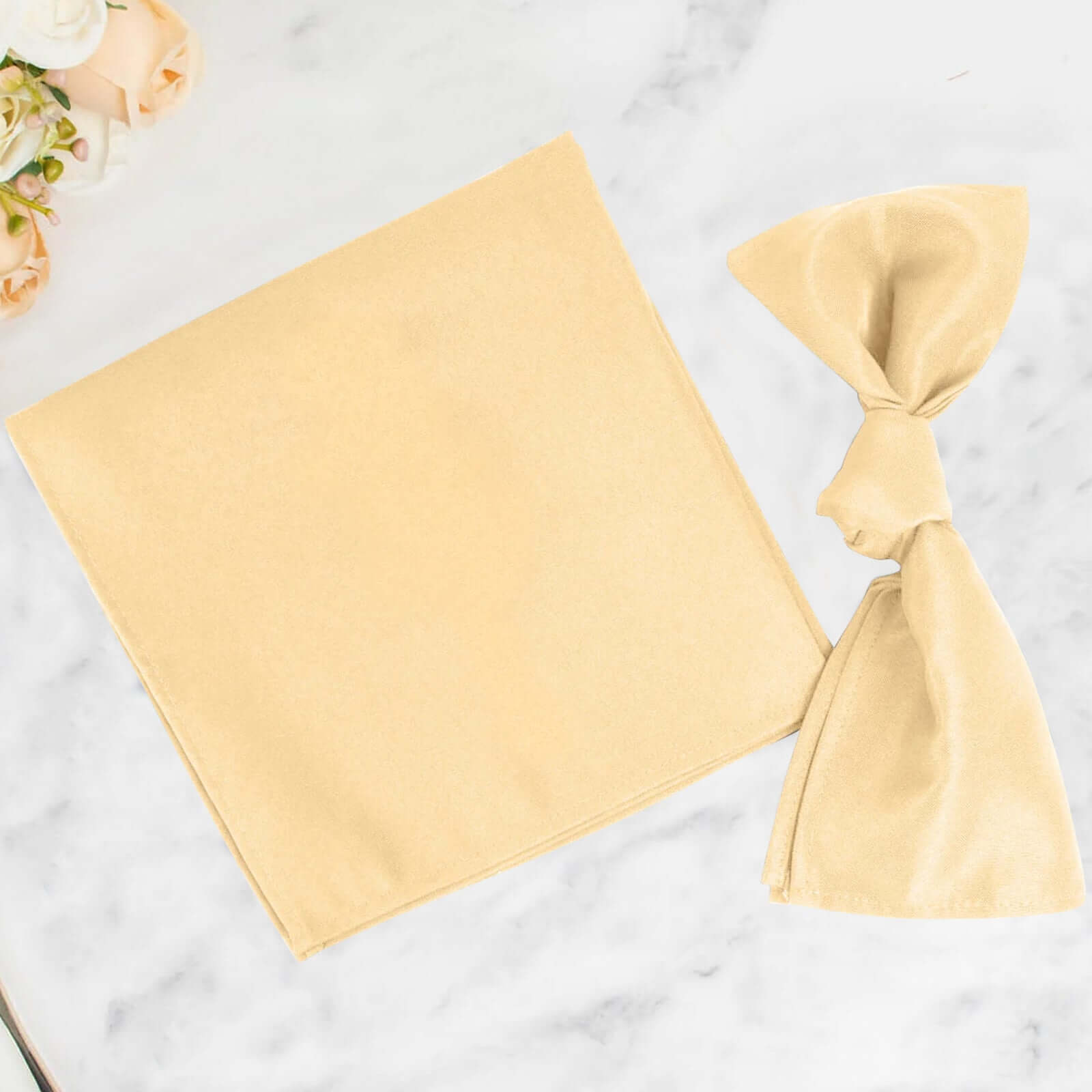 5 Pack Premium Polyester 20"x20" Napkins Champagne - Wrinkle-Resistant & Durable Dinner Napkins Napkins HIER_2430
