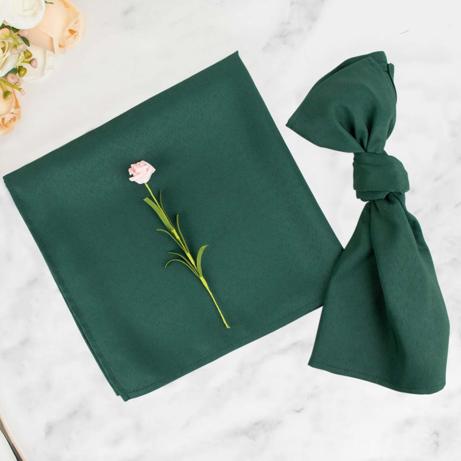 5 Pack Premium Polyester 20"x20" Napkins Hunter Emerald Green - Wrinkle-Resistant & Durable Dinner Napkins Napkins HIER_2430