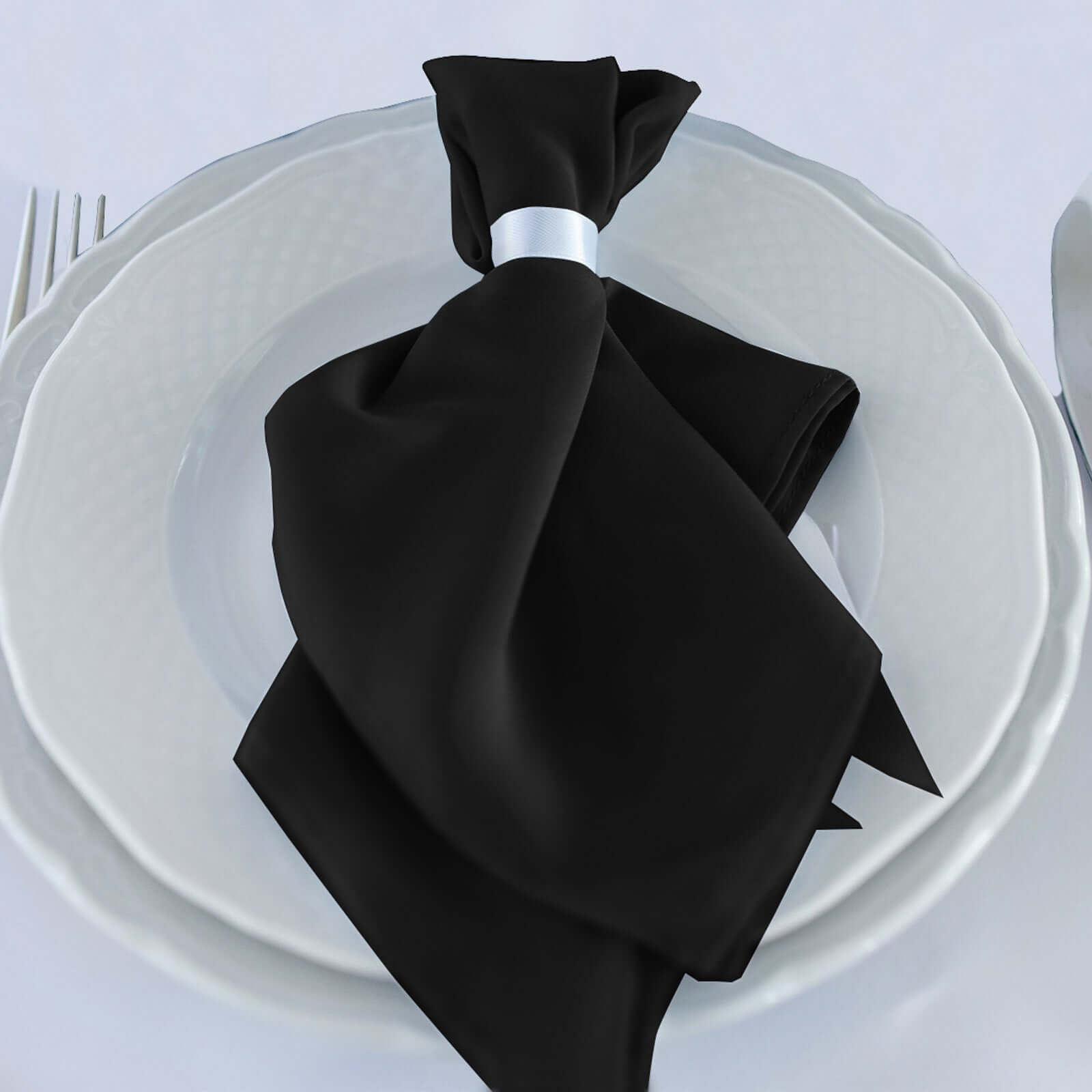 5 Pack Premium Scuba 20"x20" Napkins Black - Durable & Reusable Dinner Napkins for a Polished Tablescape Napkins HIER_2430