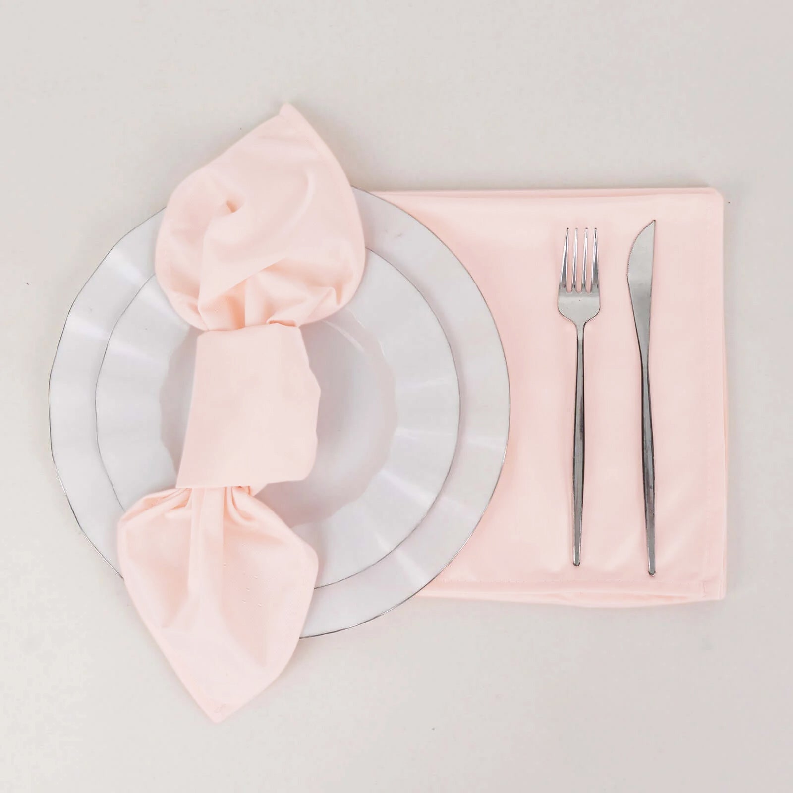 5 Pack Premium Scuba 20"x20" Napkins Blush - Durable & Reusable Dinner Napkins Napkins HIER_2430