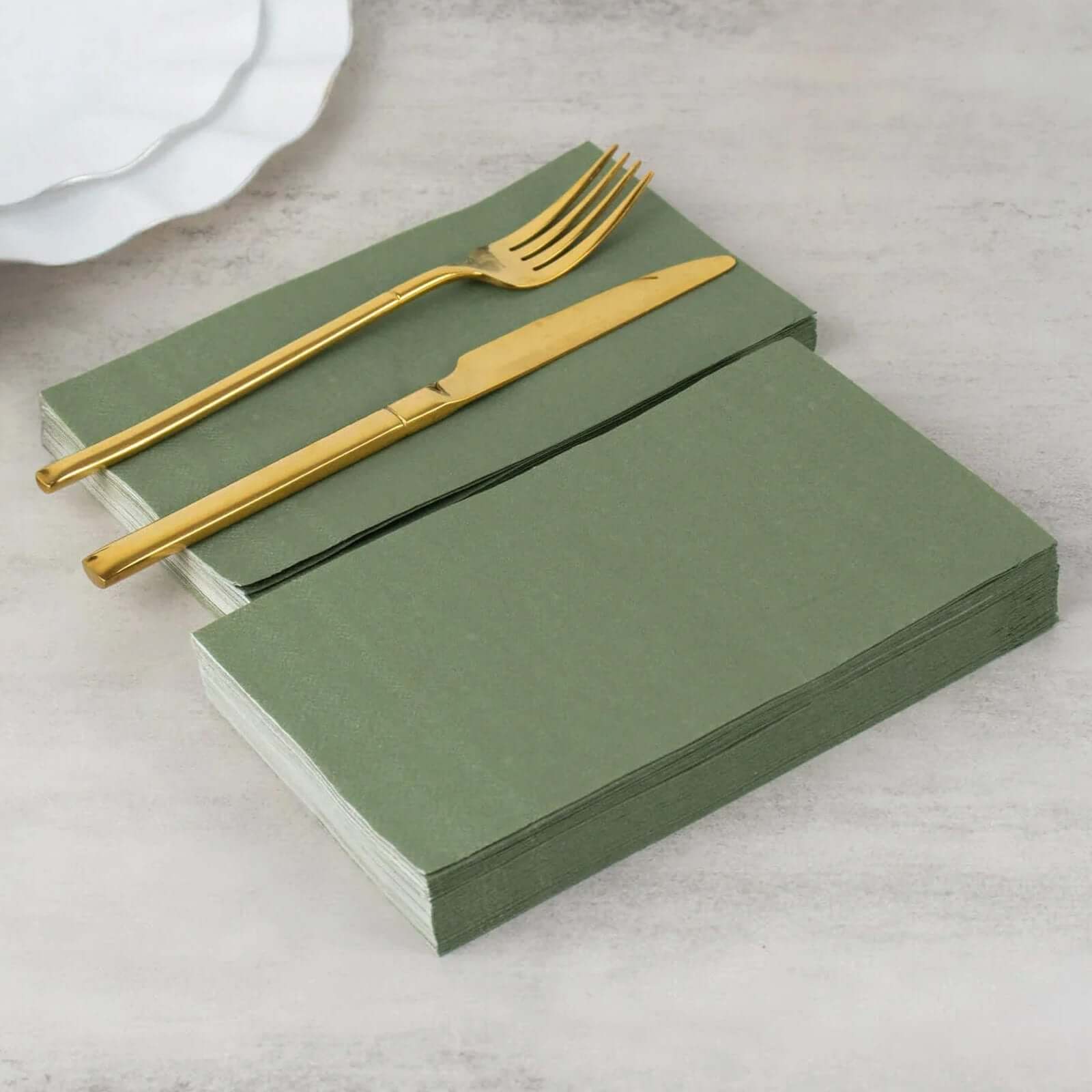 50-Pack Paper Napkins Soft Dusty Sage Green - Disposable 2-Ply Cocktail and Beverage Napkins for Weddings Napkins HIER_4510