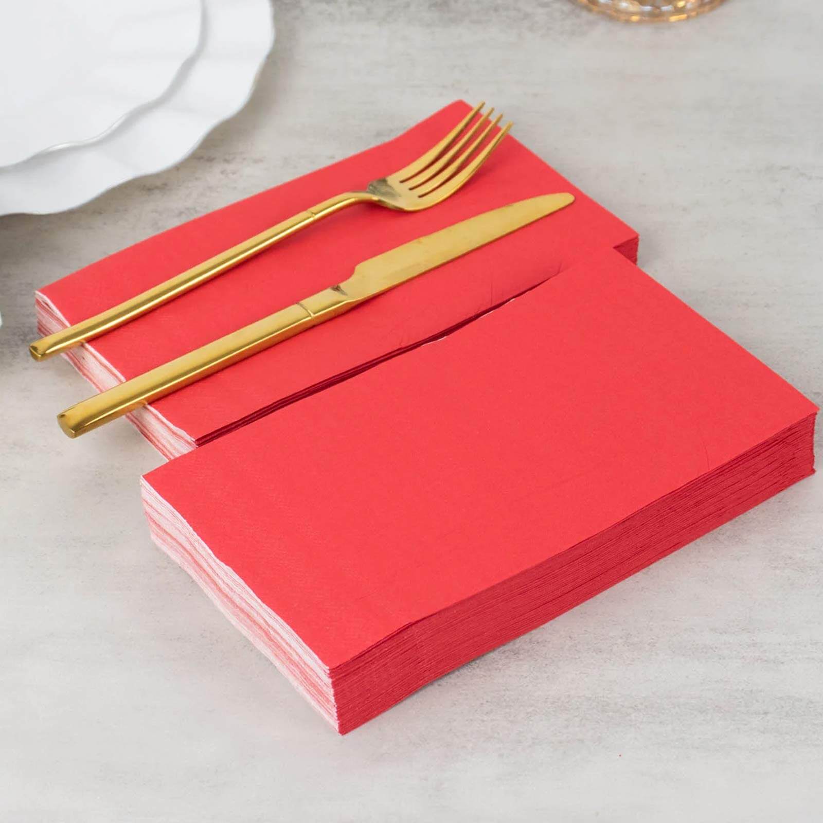 50-Pack Paper Napkins Soft Red - Disposable 2-Ply Cocktail and Beverage Napkins for Weddings Napkins HIER_4510