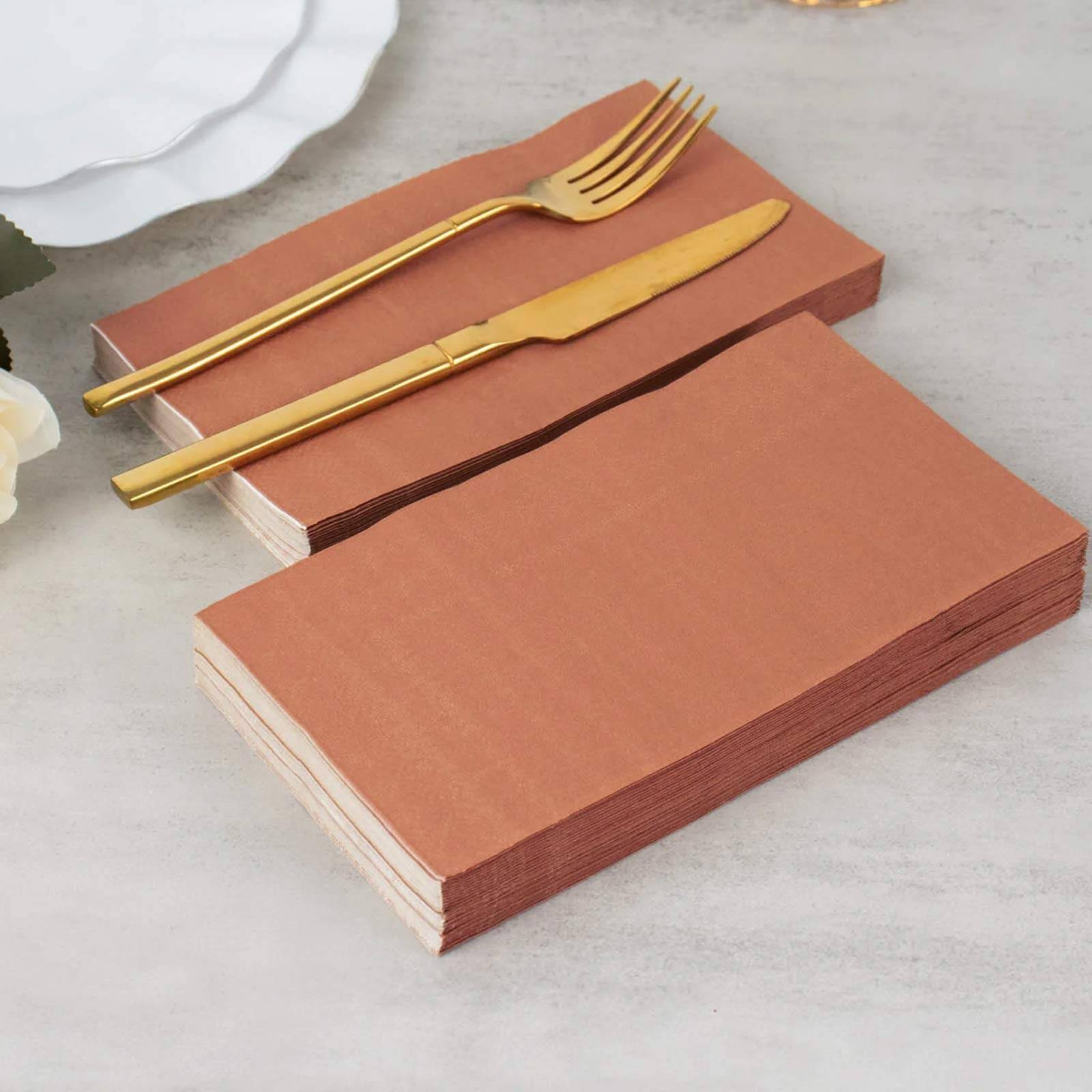 50-Pack Paper Napkins Soft Terracotta (Rust) - Disposable 2-Ply Cocktail and Beverage Napkins for Weddings Napkins HIER_4510