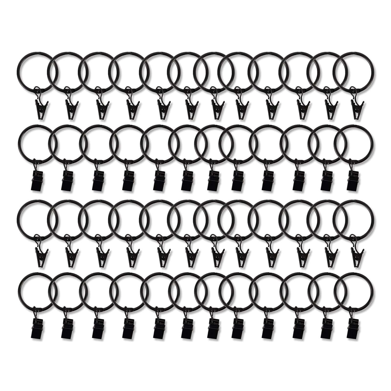 50 Pack Black Metal Openable Curtain Clip Rings, Heavy Duty Rustproof Drapery Backdrop Clip Hangers - 1.5" Backdrops HIER_5500