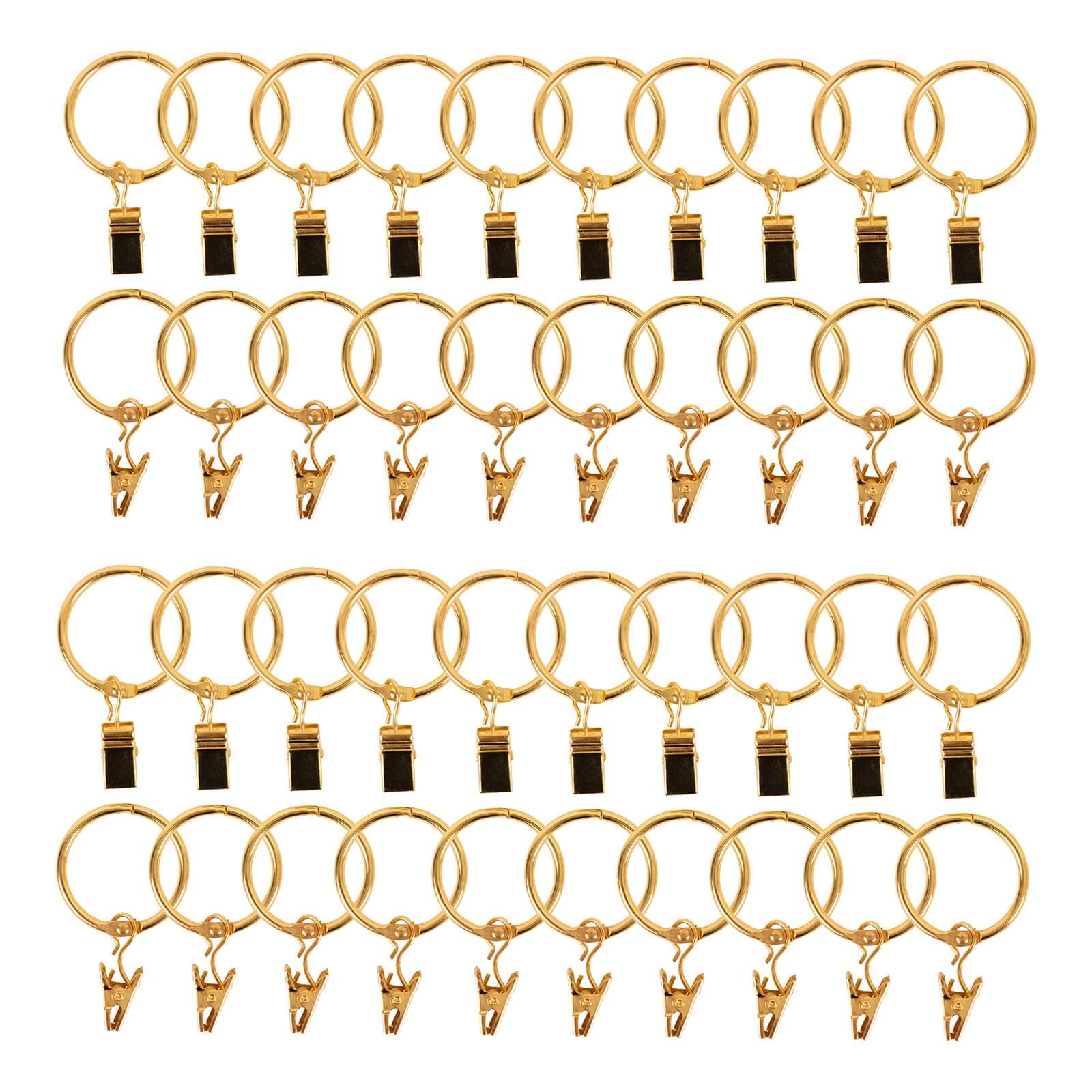 50 Pack Gold Metal Openable Curtain Clip Rings, Heavy Duty Rustproof Drapery Backdrop Clip Hangers - 1.5" Backdrops HIER_5500