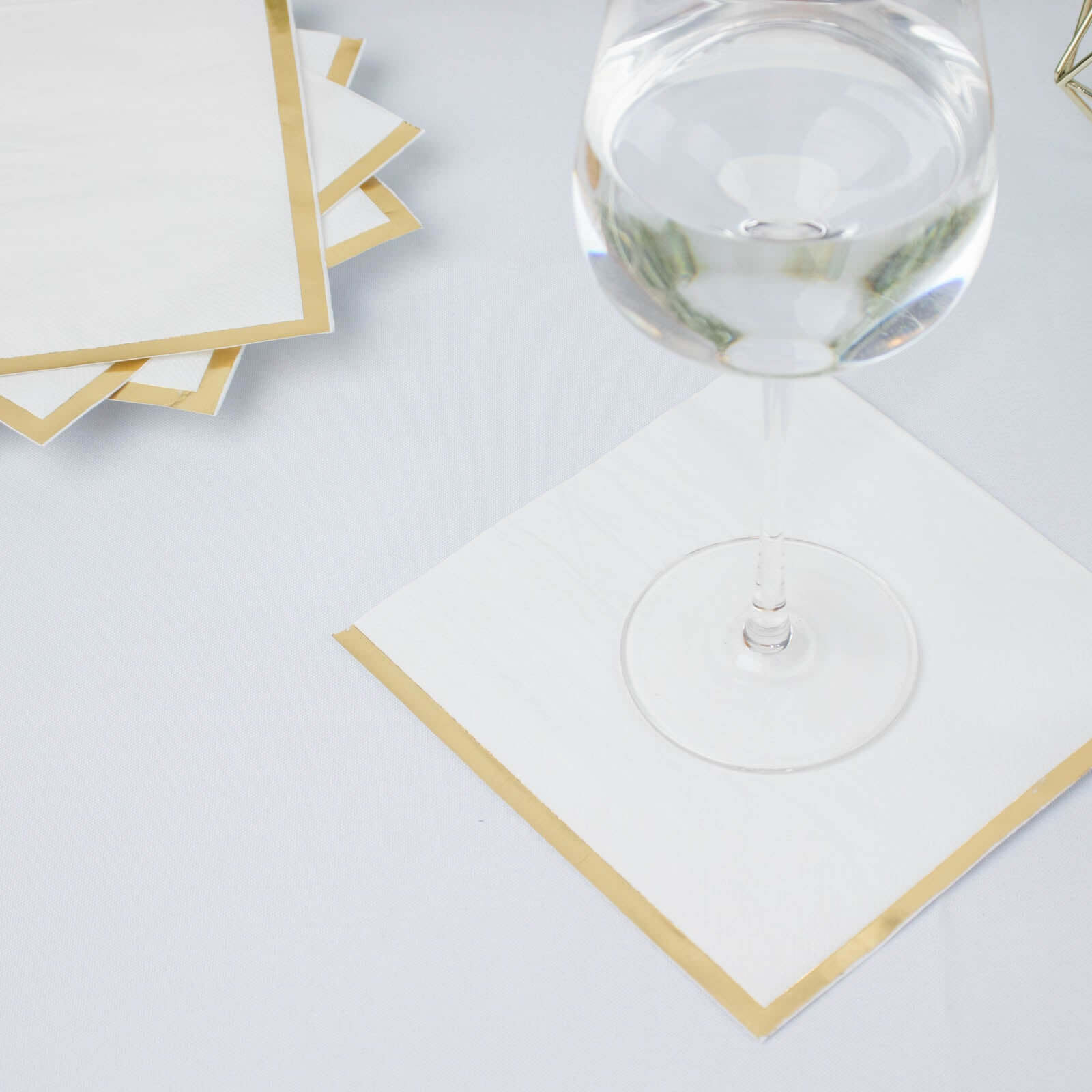 50-Pack Paper Beverage Napkins with Gold Foil Edge White - Disposable 2 Ply Cocktail Napkins for Events 6.5"x6.5" Napkins HIER_4510