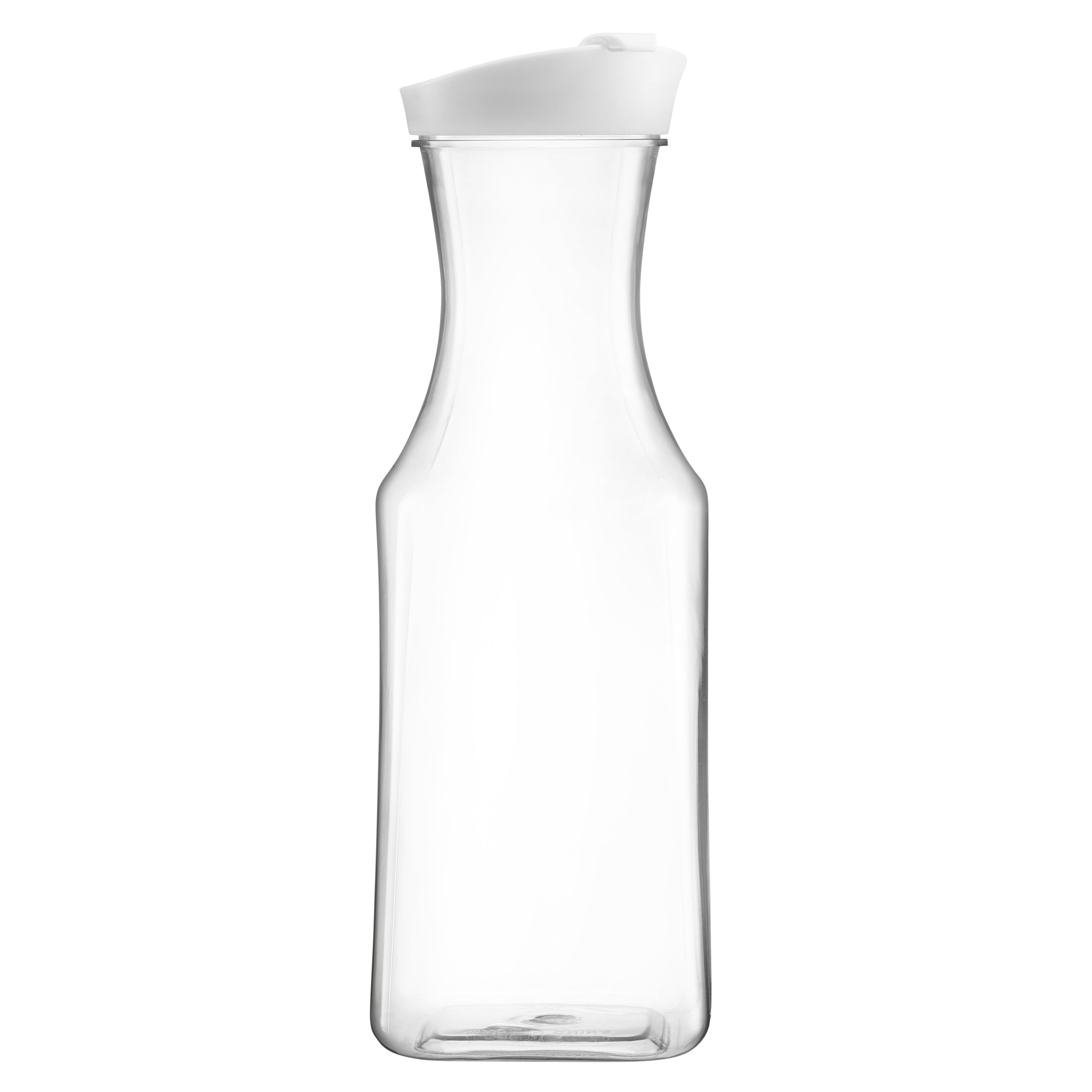 Clear Square Bottom Plastic Pitcher With White Lid - 1 Count