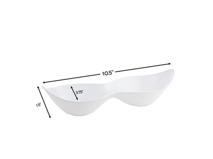 White Plastic 2 Section Small Serving Dish 5 Pack
