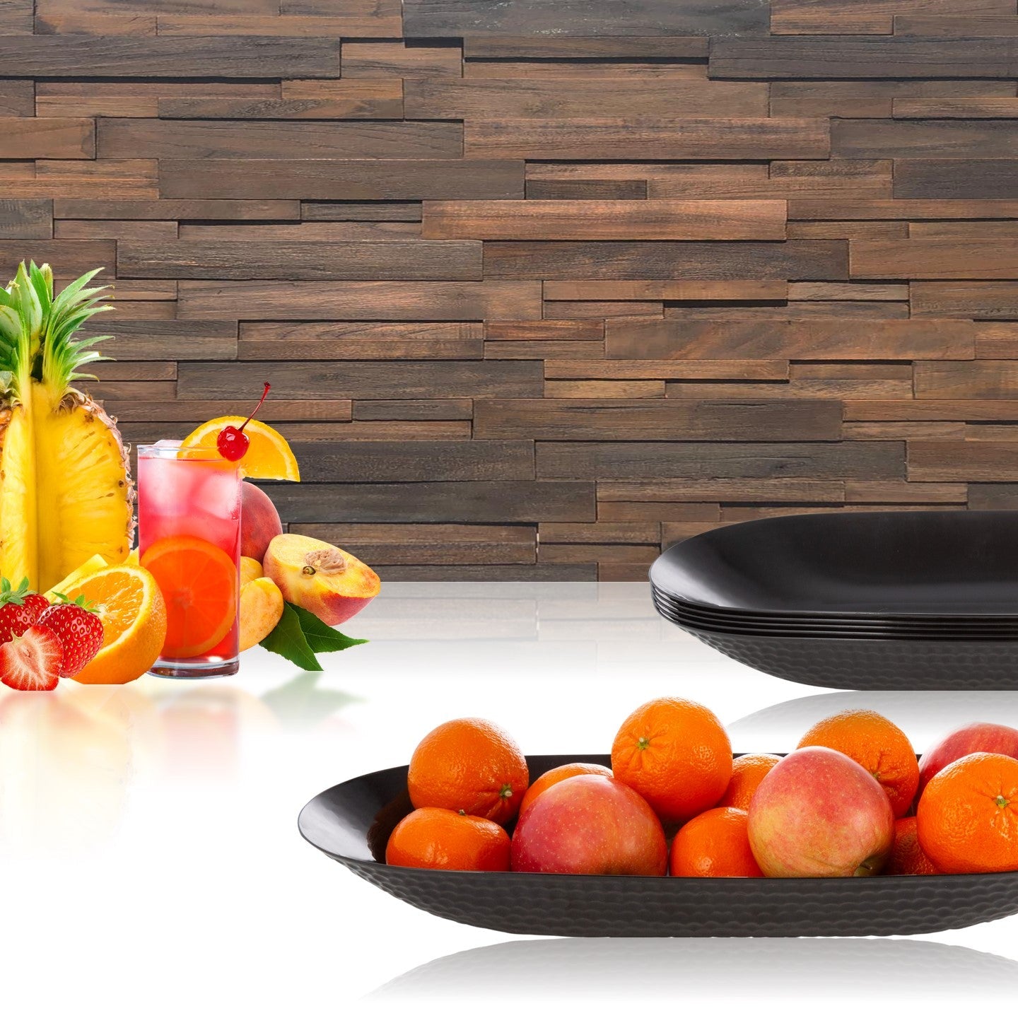 Black Plastic Oval Pebbled Serving Dish - 2 Pack
