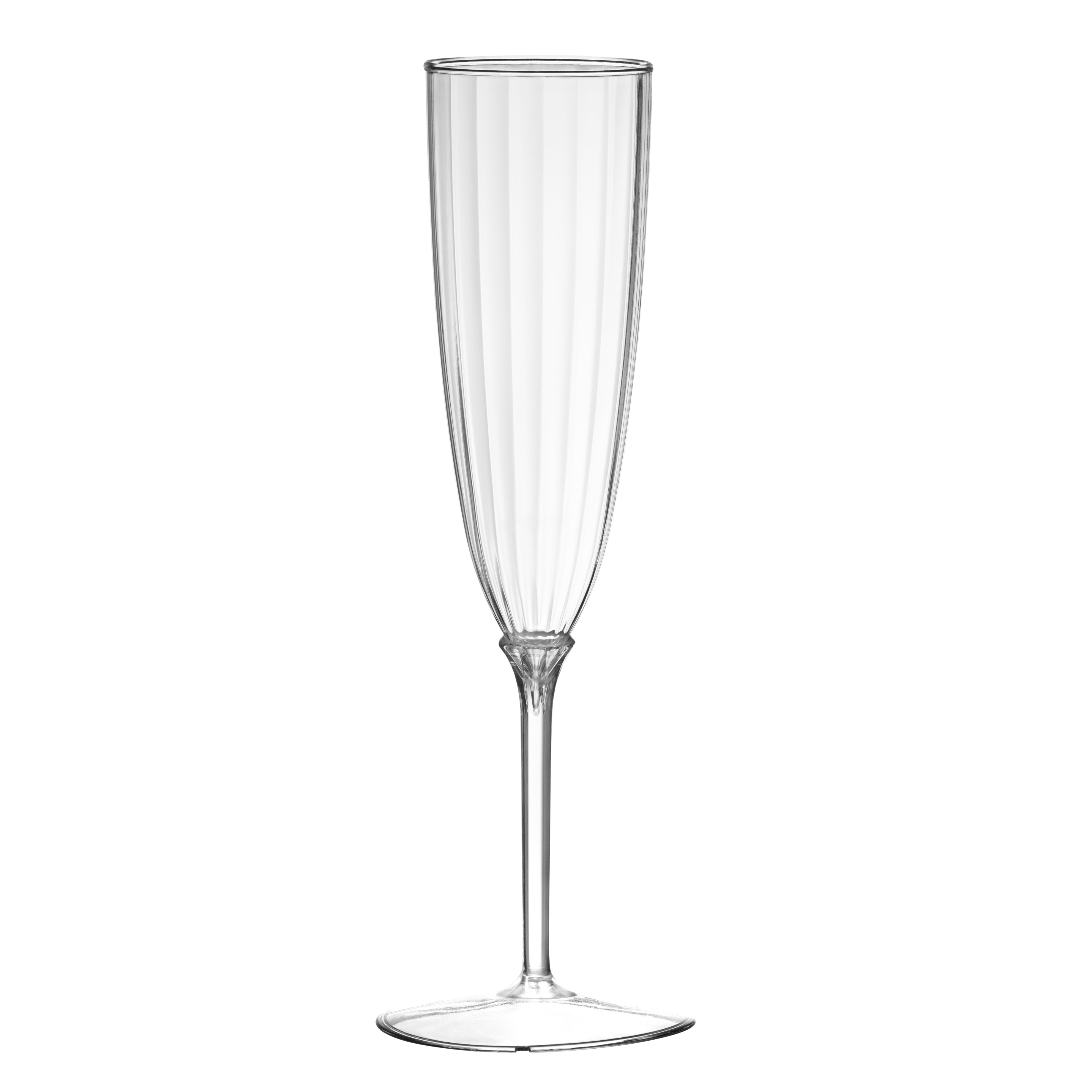 6 Oz 1-Piece Clear Plastic Disposable Champagne Flutes - 8 Pack