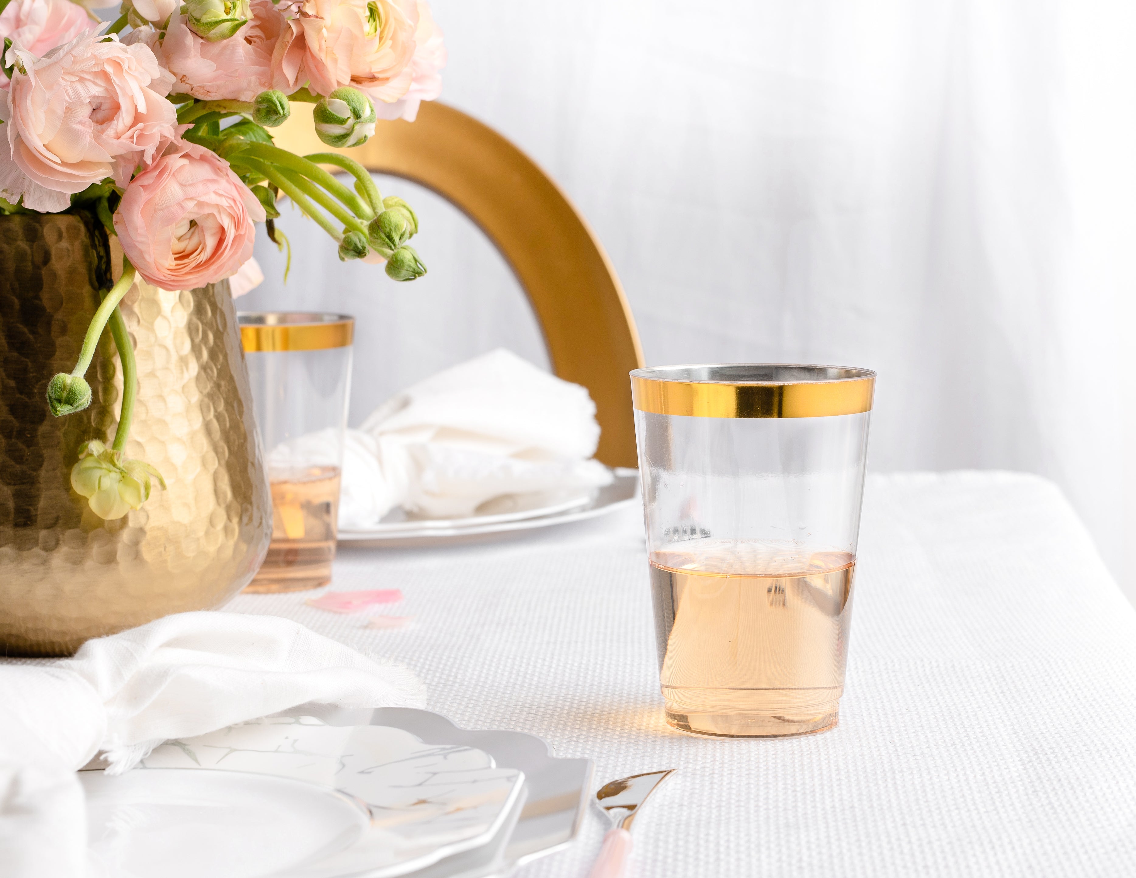 14 Oz Gold Plastic Cups Clear Plastic Tumblers With Gold Rim