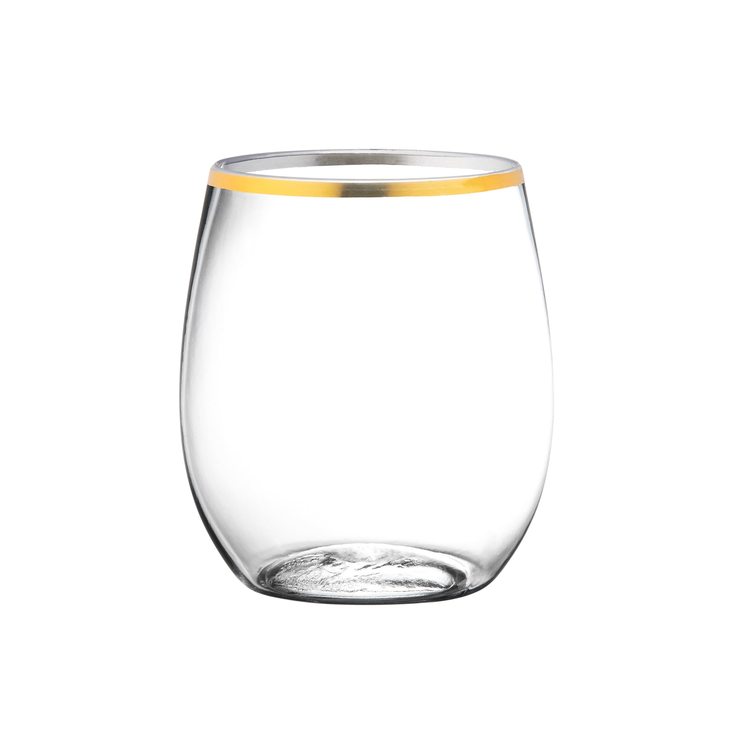 12 oz. Clear Stemless Wine Goblets With Gold Rim 6 Pack