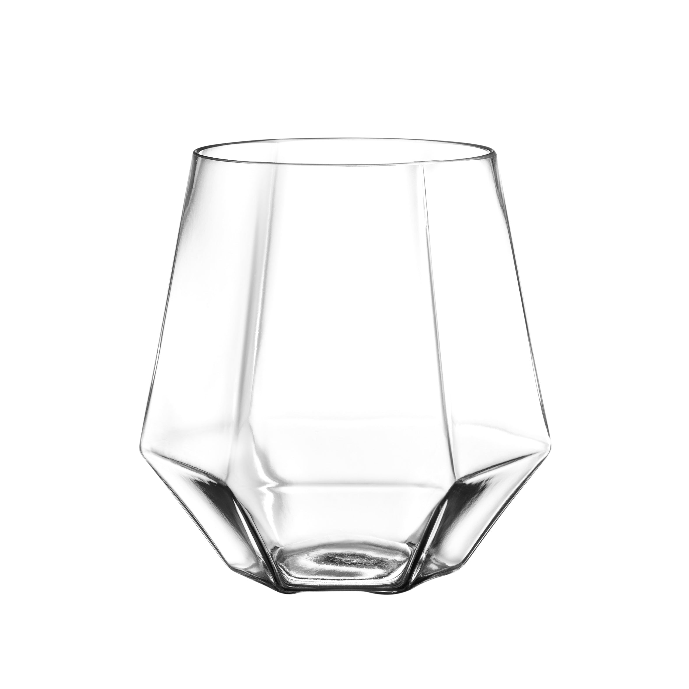 12 oz Clear Stemless Diamond Shaped Wine Glasses - 6 Pack