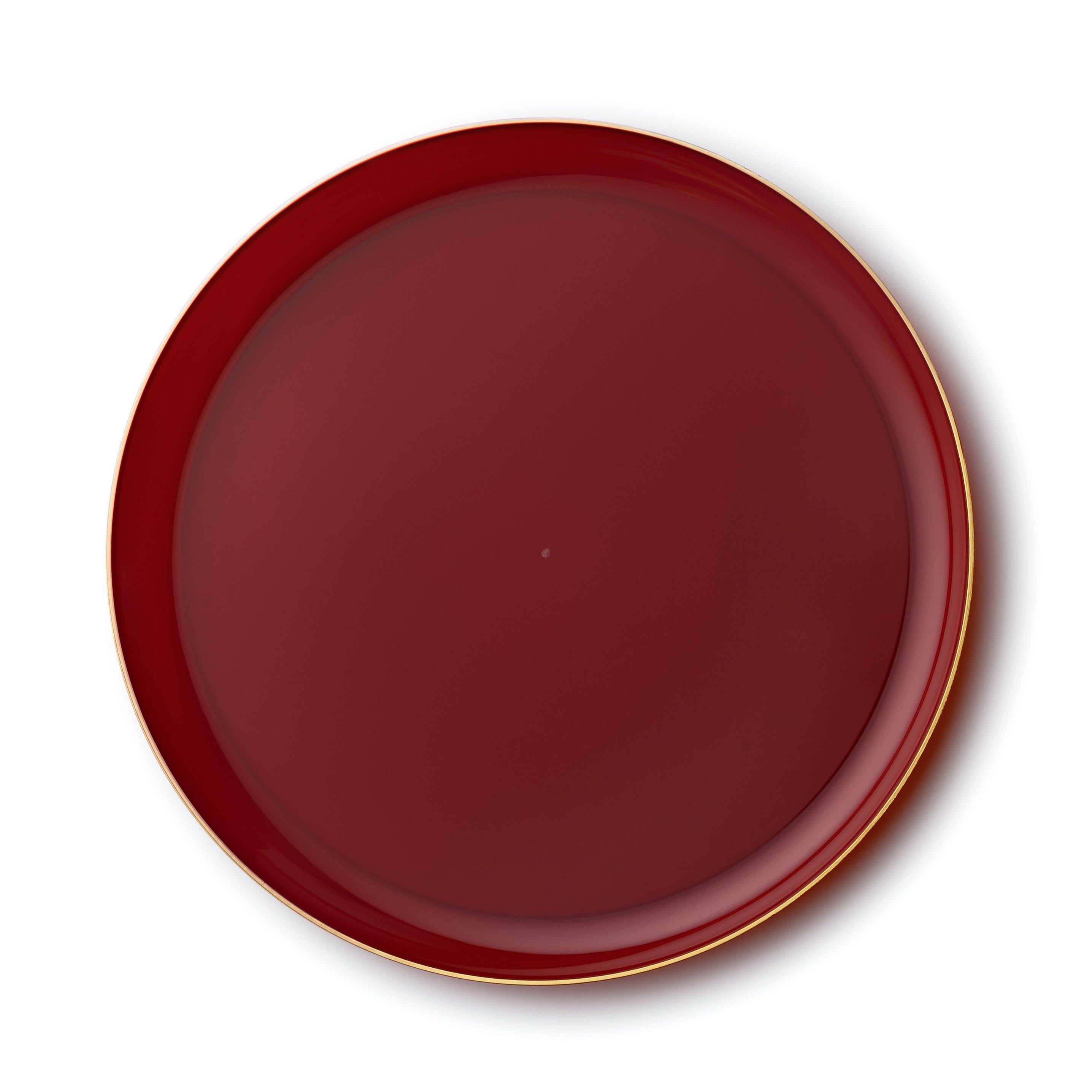 Cranberry and Gold Round High End Plastic Plates (10 Pack) - Edge