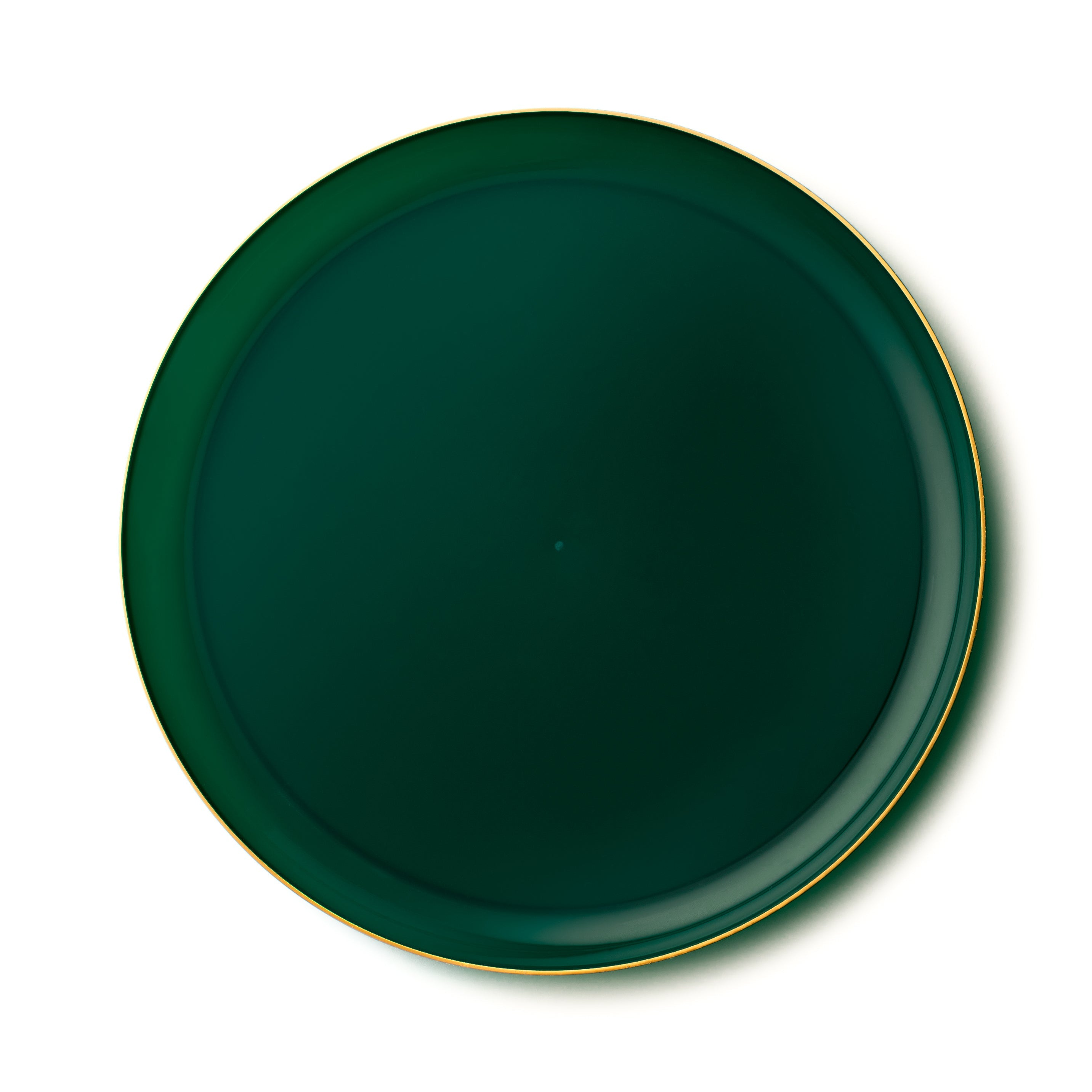 Green and Gold Round High End Plastic Plates (10 Pack) - Edge
