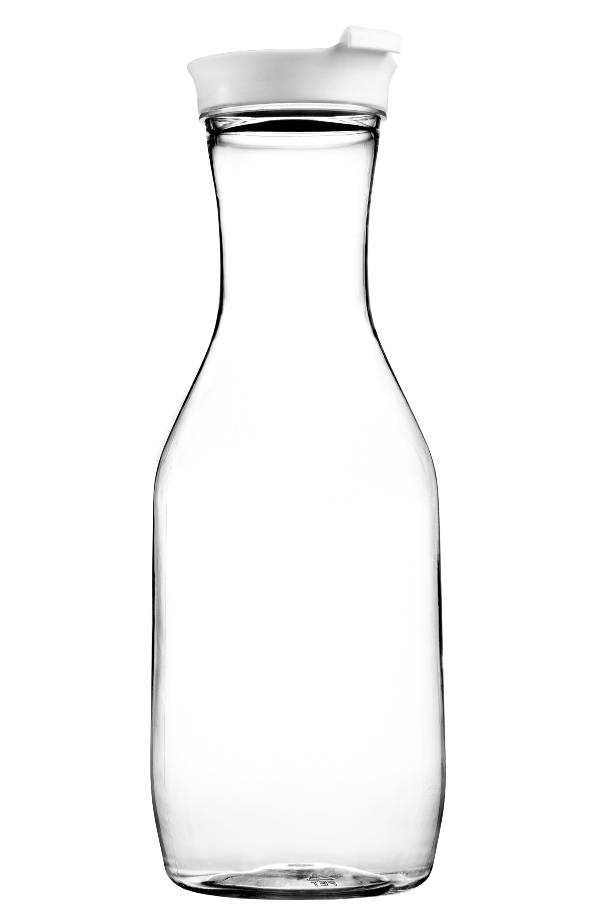 Clear Round Bottom Plastic Pitcher With White Lid - 1 Count