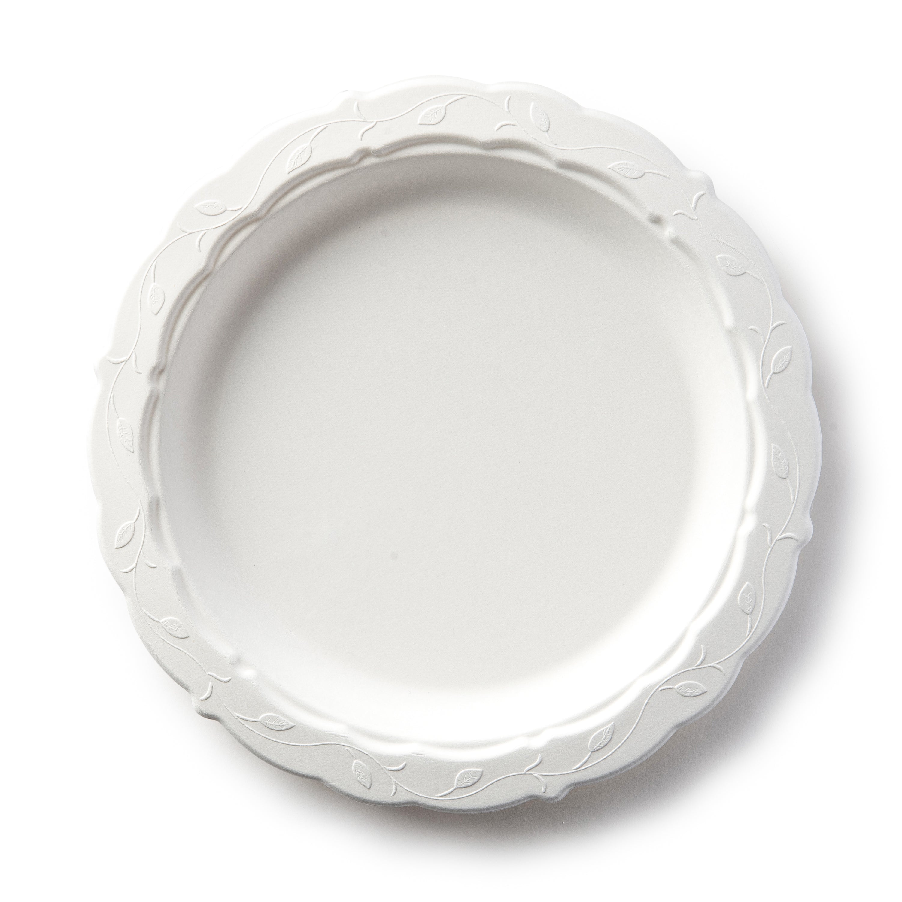 100% Compostable Paper Plates Round Natural Disposable Sugar Cane Bagasse Plate 18 Pack - Green Leaf