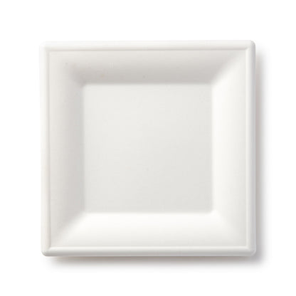 100% Compostable Paper Plates Square Natural Disposable Sugar Cane Bagasse Plate - Green Leaf