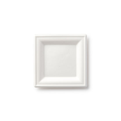100% Compostable Paper Plates Square Natural Disposable Sugar Cane Bagasse Plate - Green Leaf