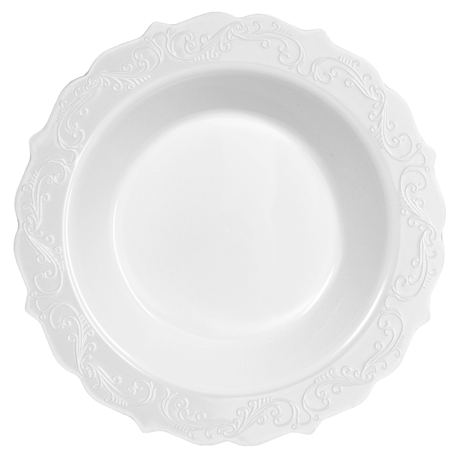 White Round Plastic Dinner Plates - Elegant