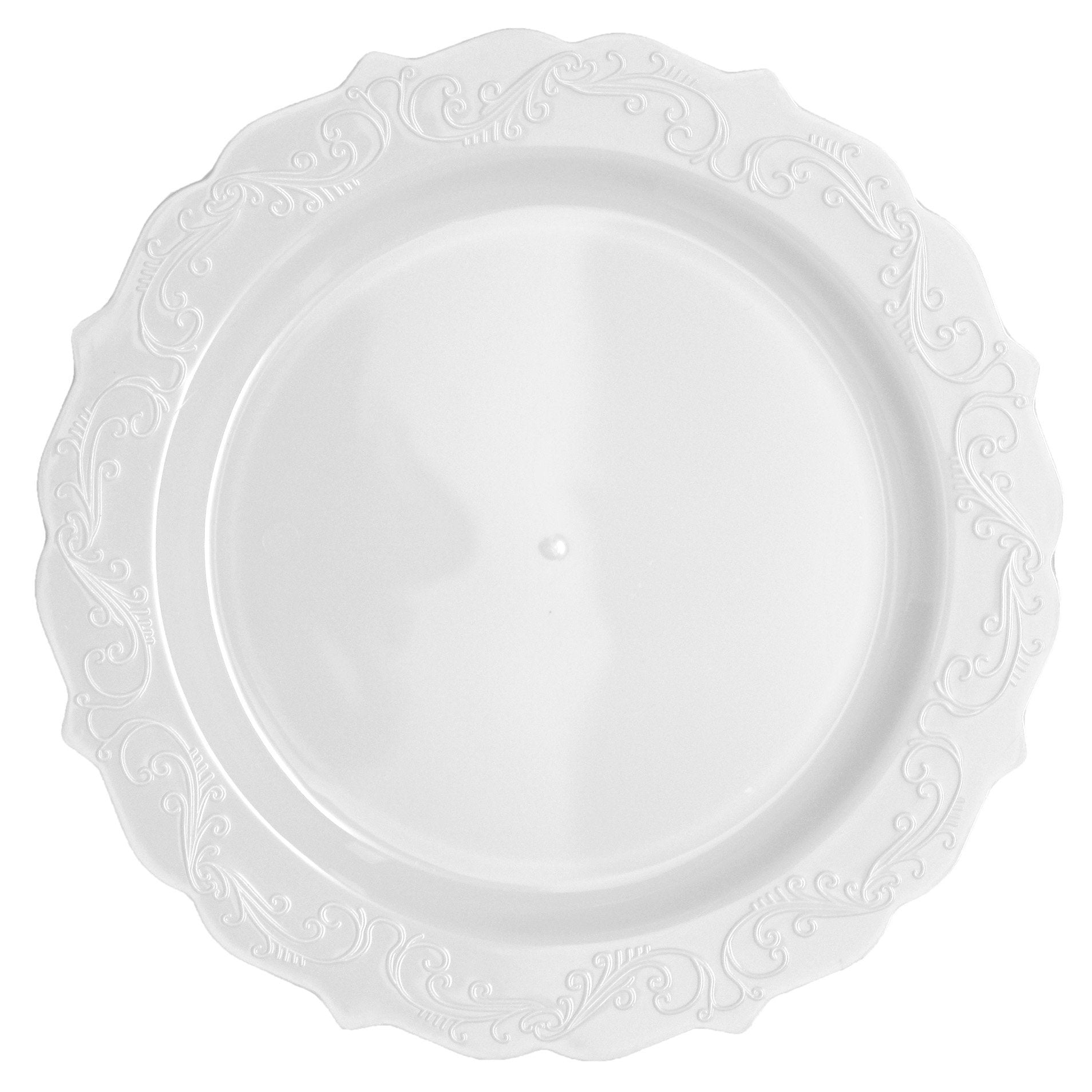 White Round Plastic Dinner Plates - Elegant