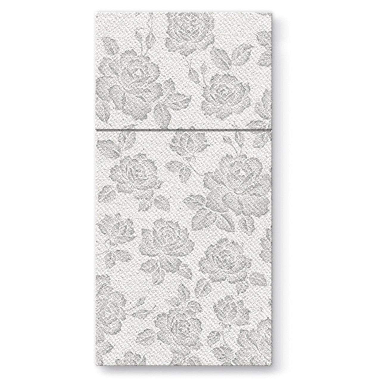 Subtle Roses Airlaid Silver Pocket Napkin 1/8 Fold - 25 pack