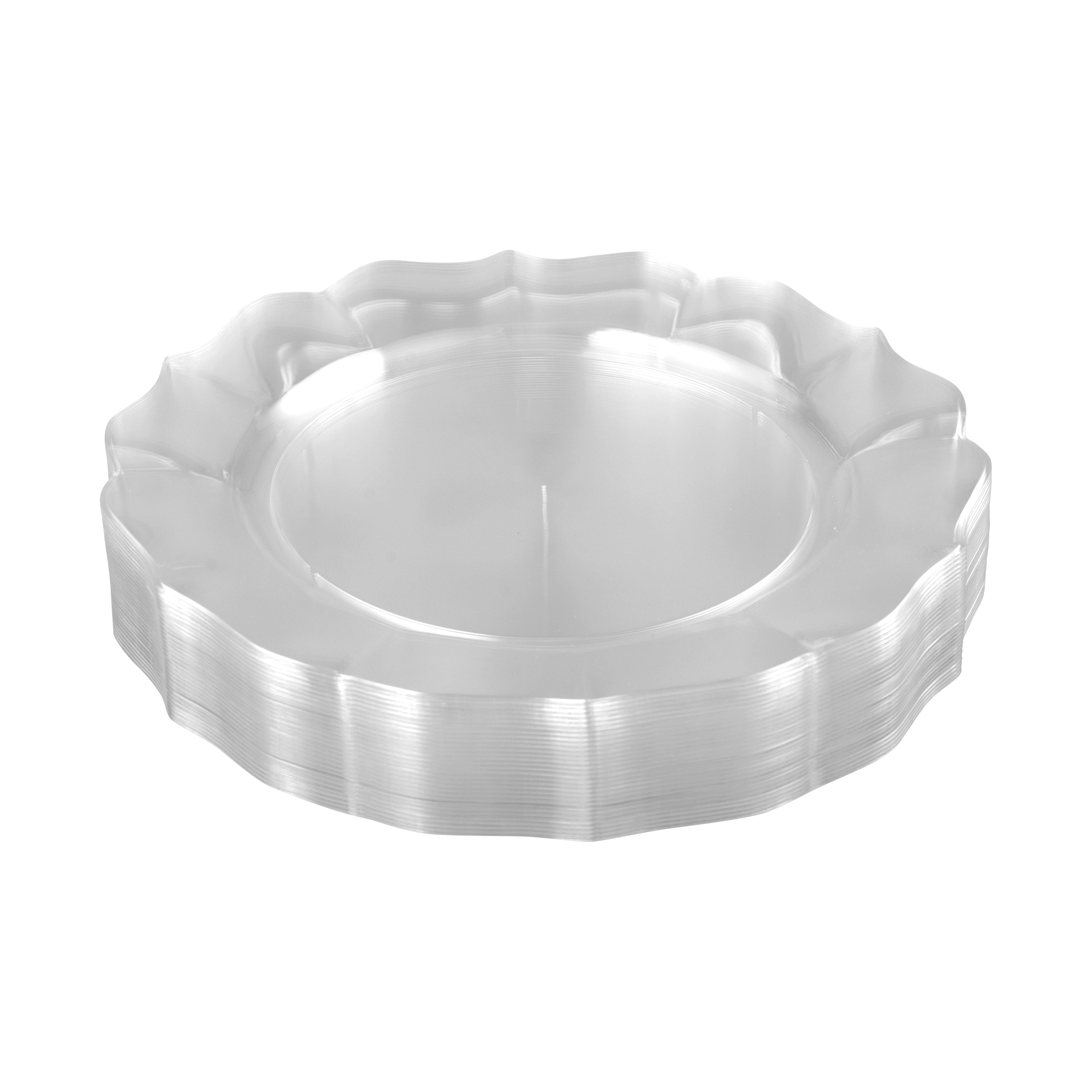 Clear Round Plastic Plates - Scalloped