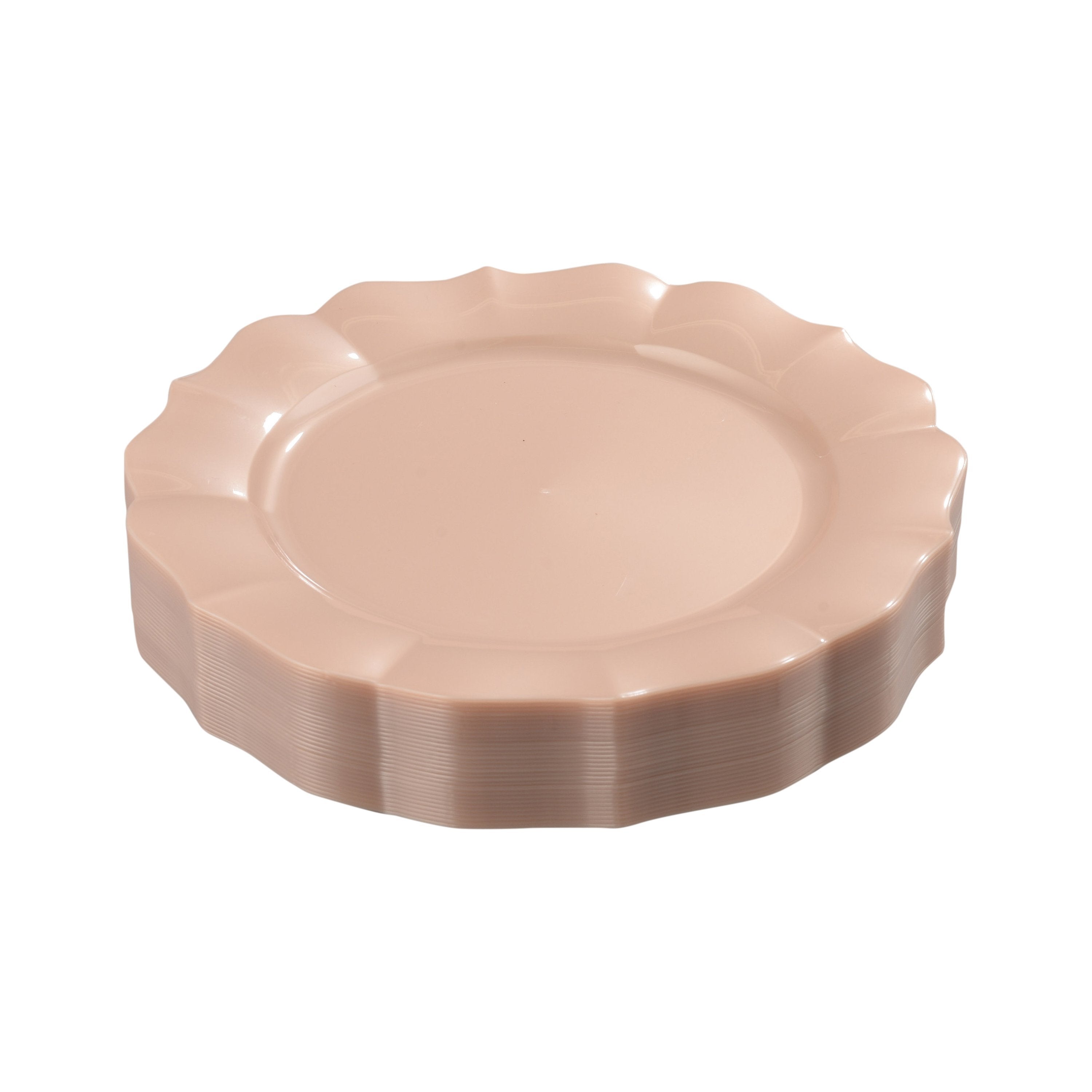 Pink Round Plastic Plates - Scalloped