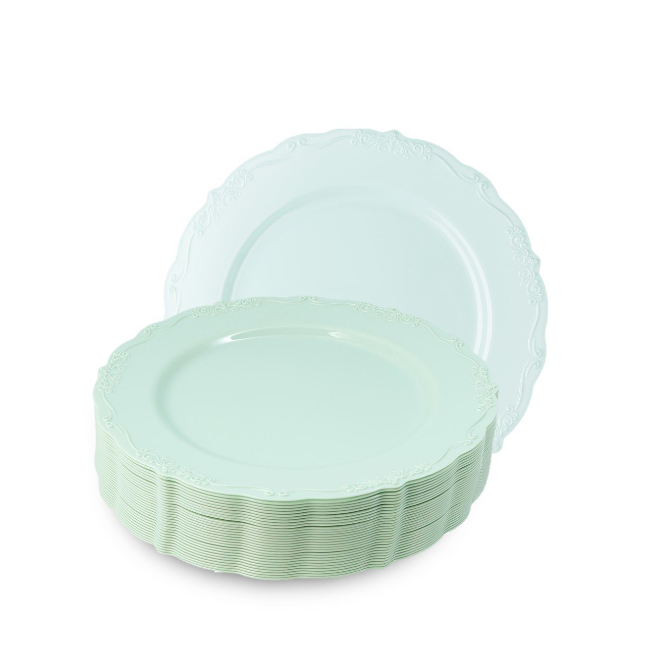 Green Round Plastic Plates - Vintage