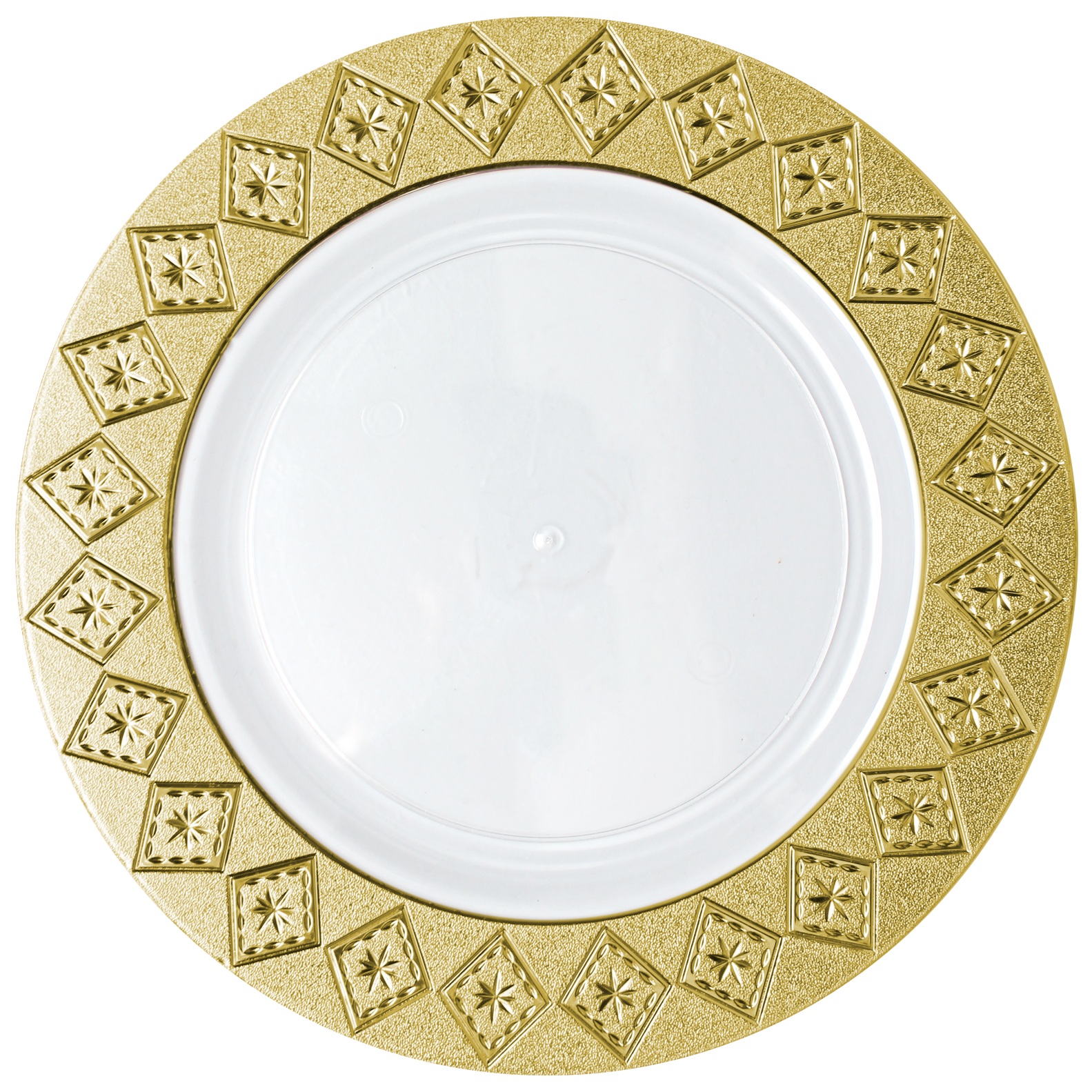 White and Gold Round Plastic Plates - Imperial