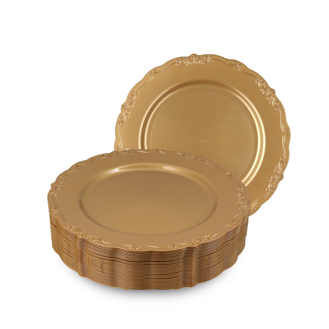 Gold Round Plastic Plates - Vintage