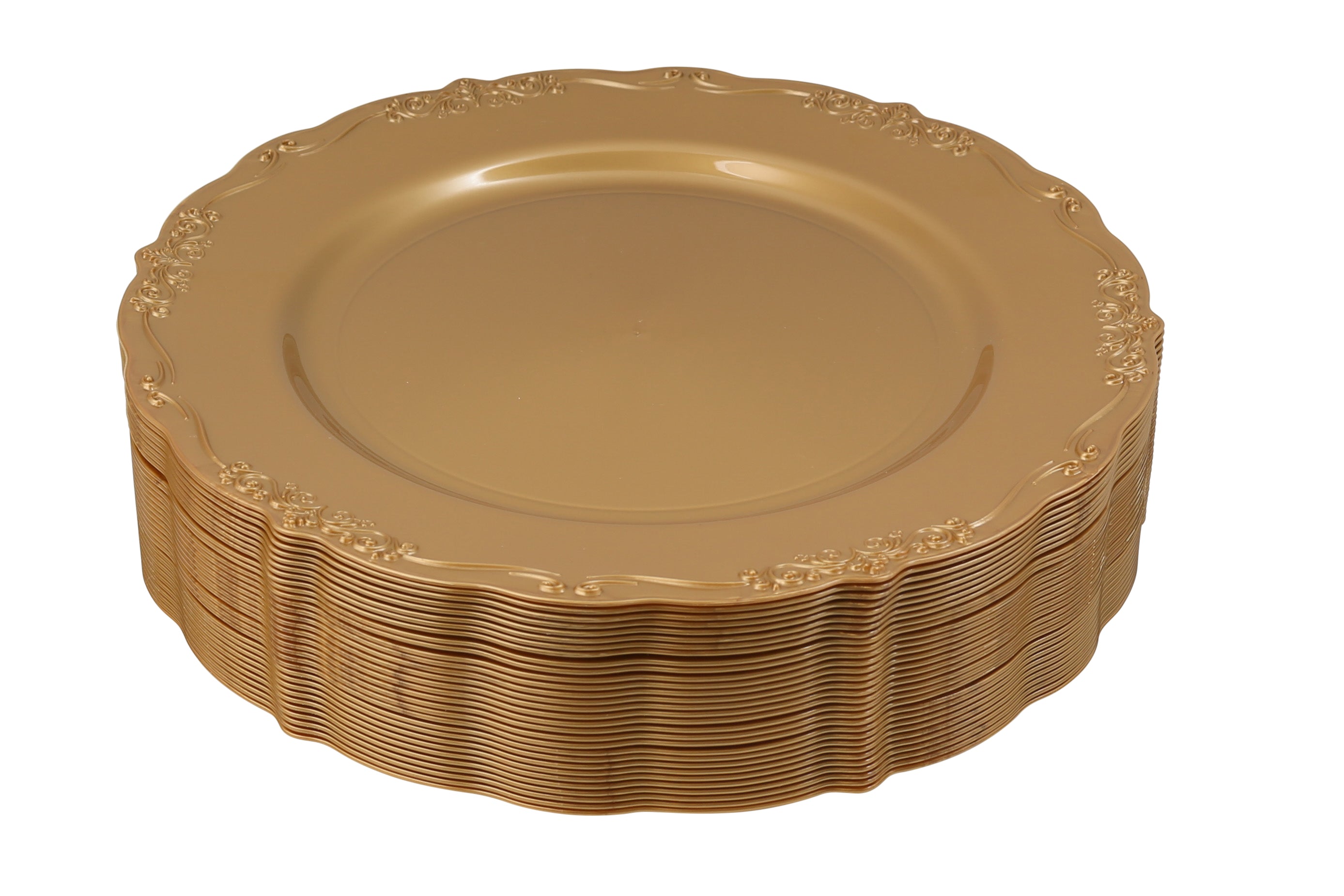 Gold Round Plastic Plates - Vintage